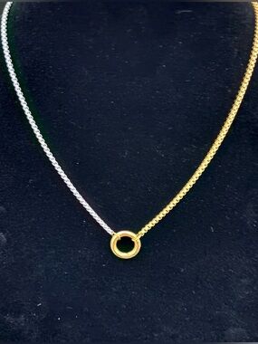 Plunder Two-Tone Gold & Silver Plated Circle Charm Necklace 18-20”